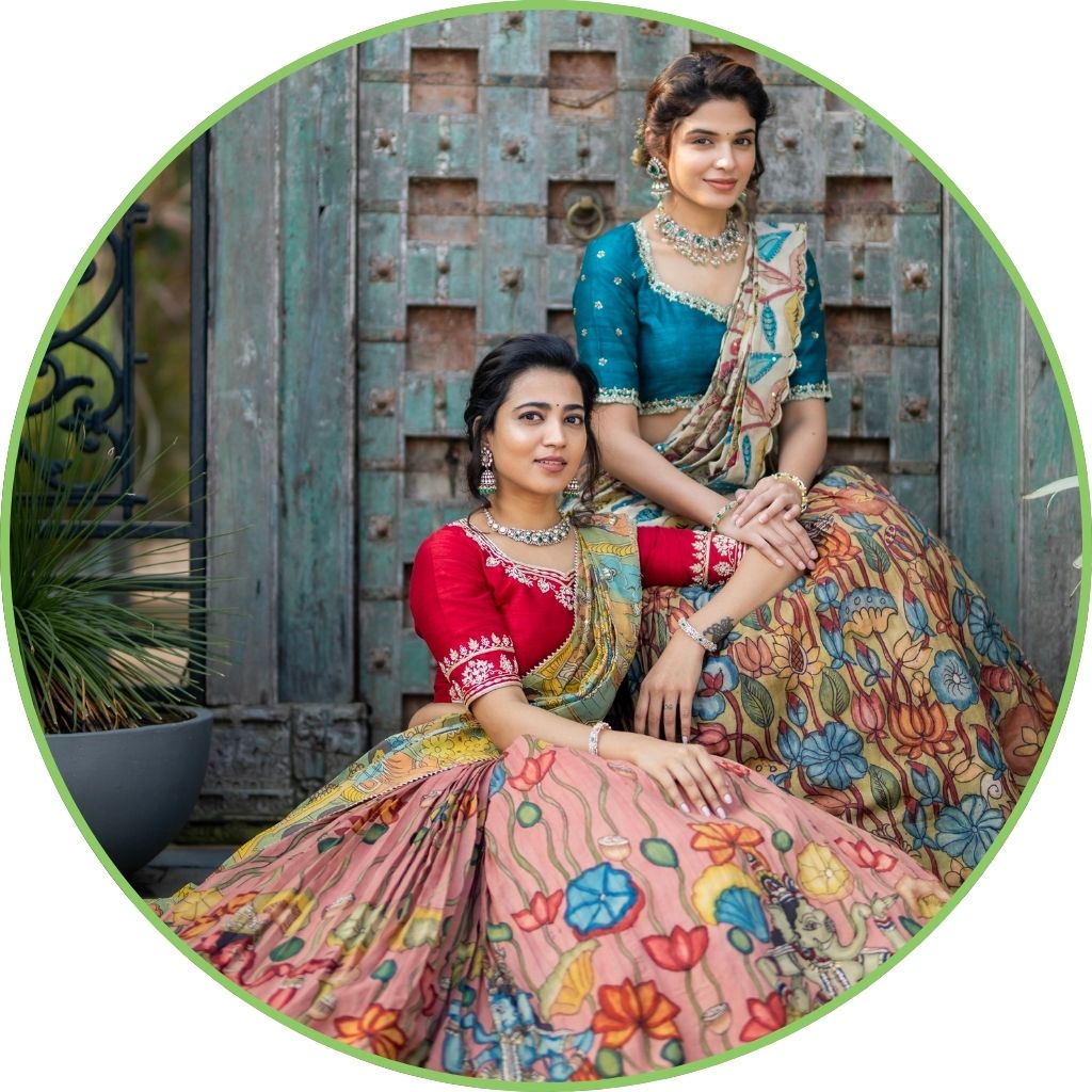 Kalamkari Lehengas Tagged half saree myRiti