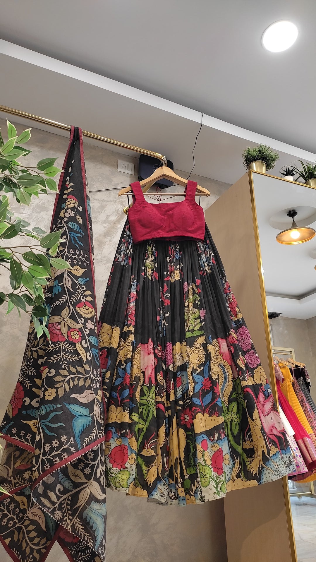 Black Pen Kalamkari Lehenga