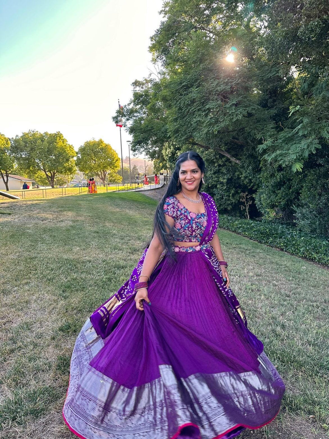 Purple Mangalgiri Silk Lehenga