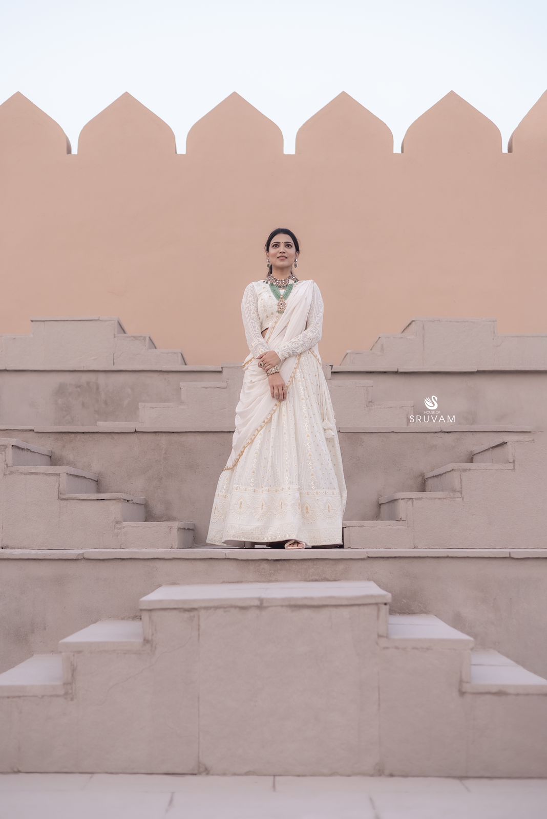 White Chikankari Lehenga