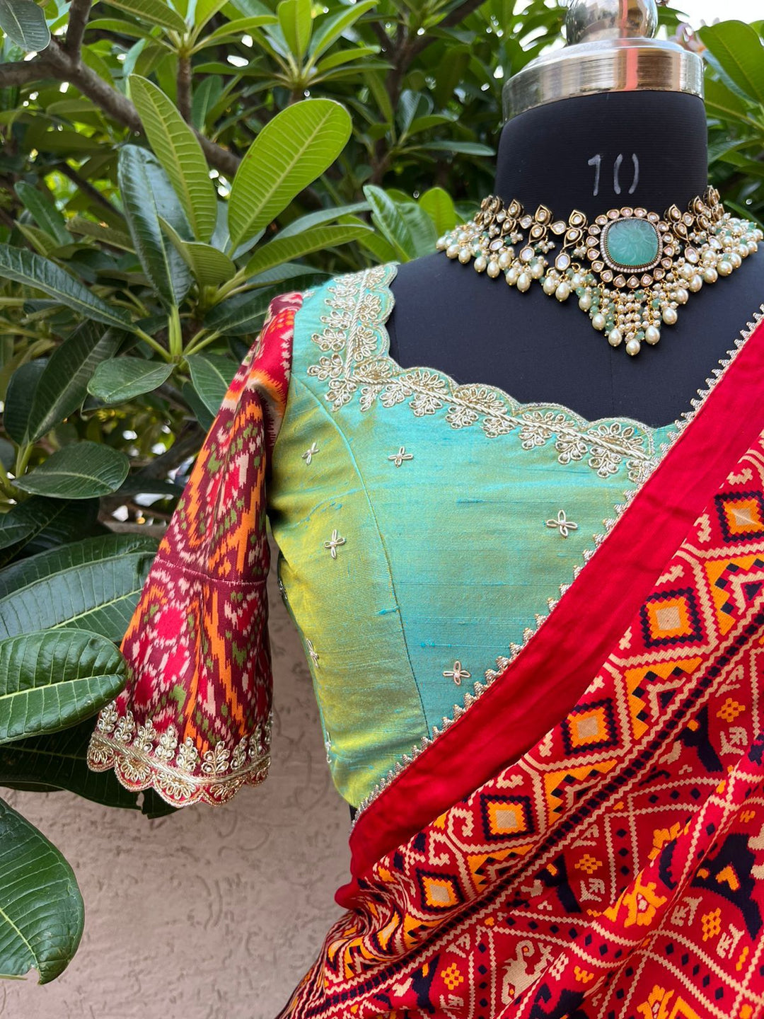 Sea Blue Kalamkari Silk Lehenga