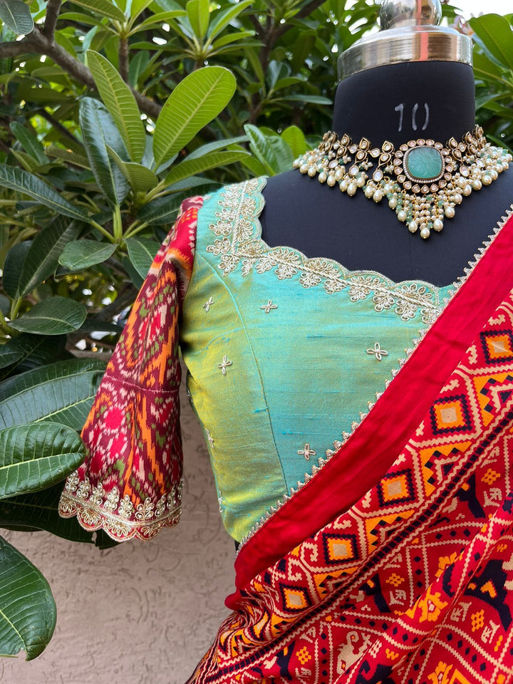 Sea Blue Kalamkari Silk Lehenga
