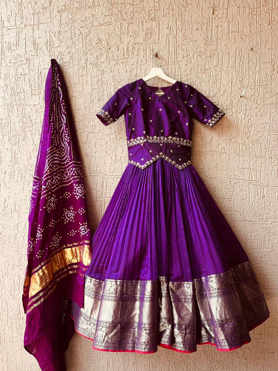 Purple Mangalgiri Silk Lehenga
