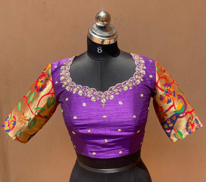 Purple & Red Paithani Silk Lehenga
