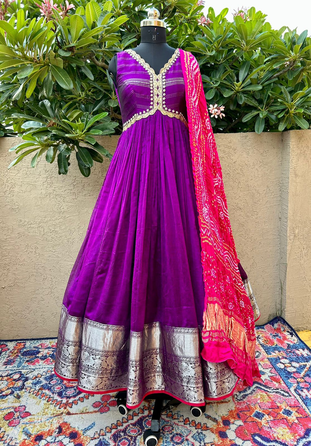 Purple Pure Mangalgiri Silk Dress