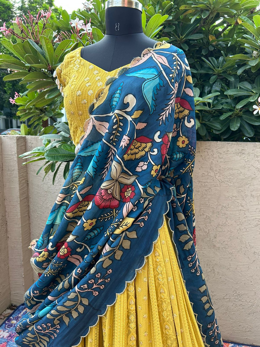 GreenishYellow Chikankari Lehenga