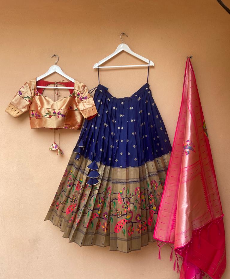 PurplishBlue Paithani Silk Lehenga