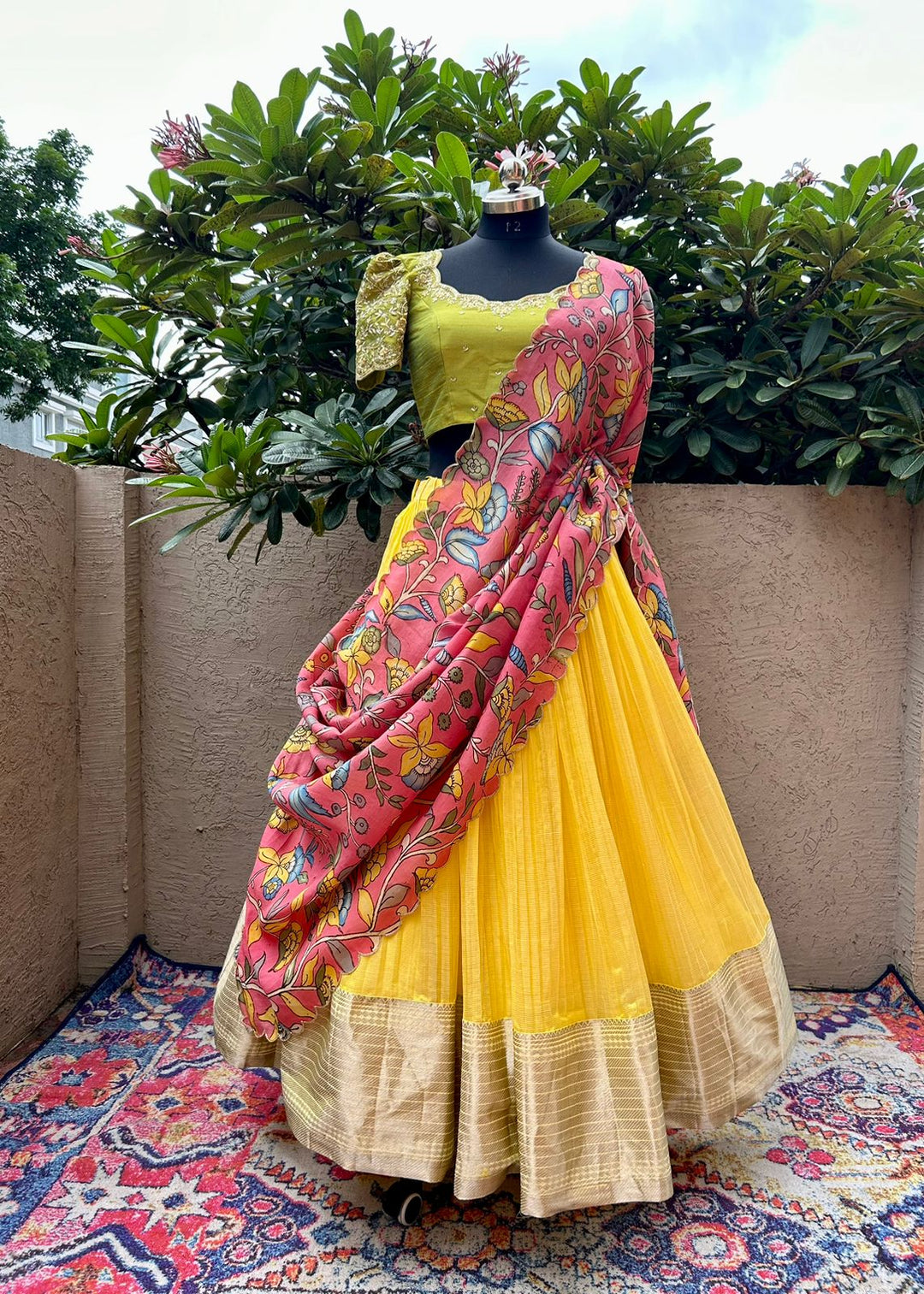 Yellow Mangalgiri Silk Lehenga: The Epitome of Elegance