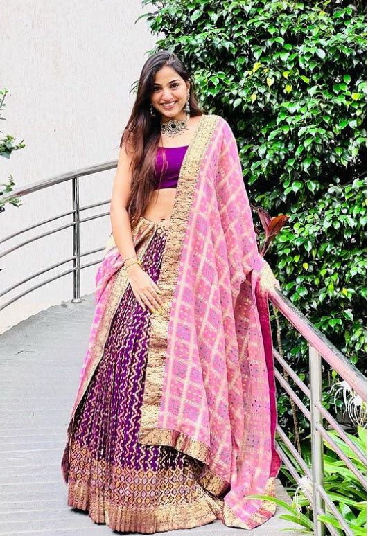 Purple Bandhani Lehenga