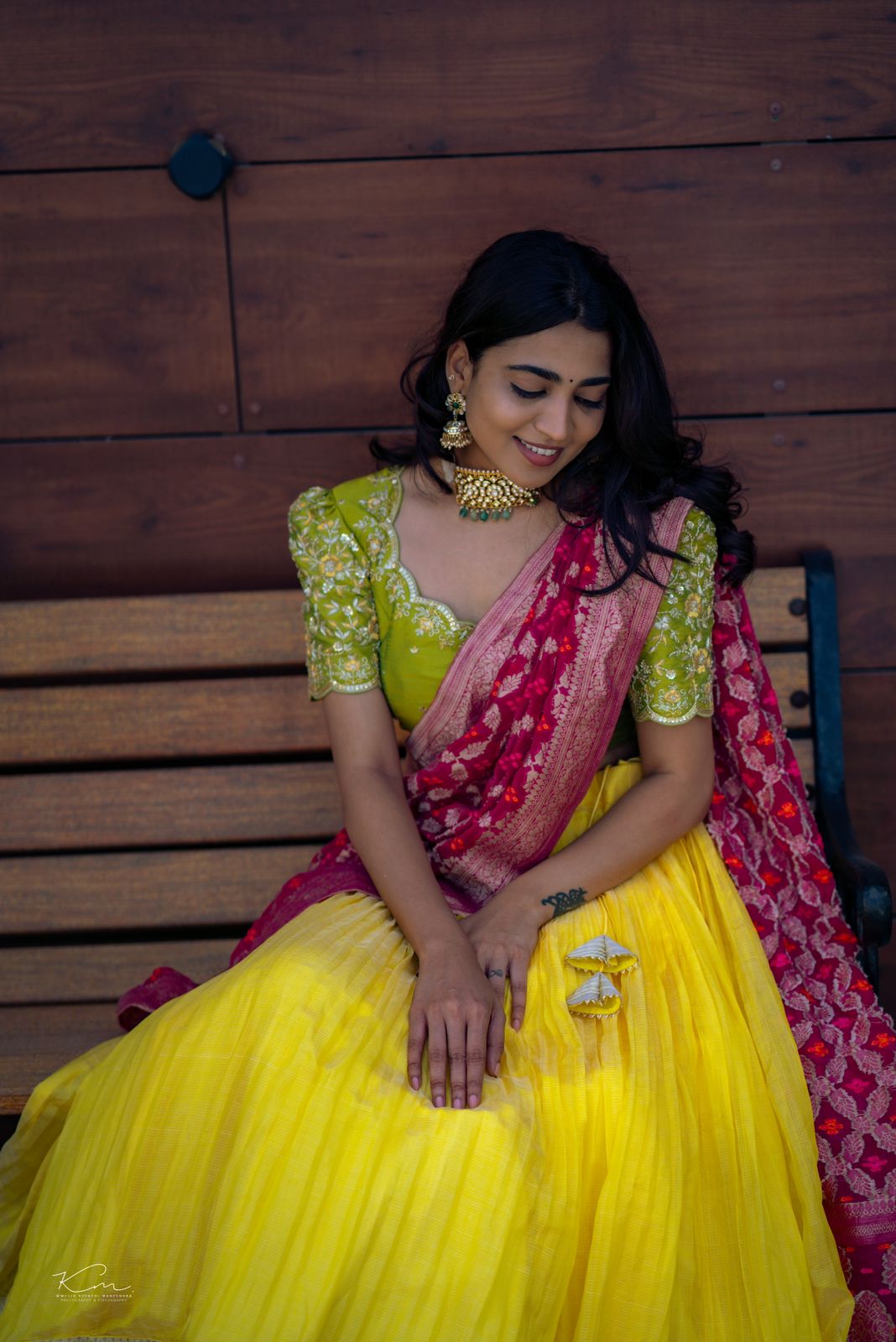 Yellow Mangalgiri Silk Lehenga
