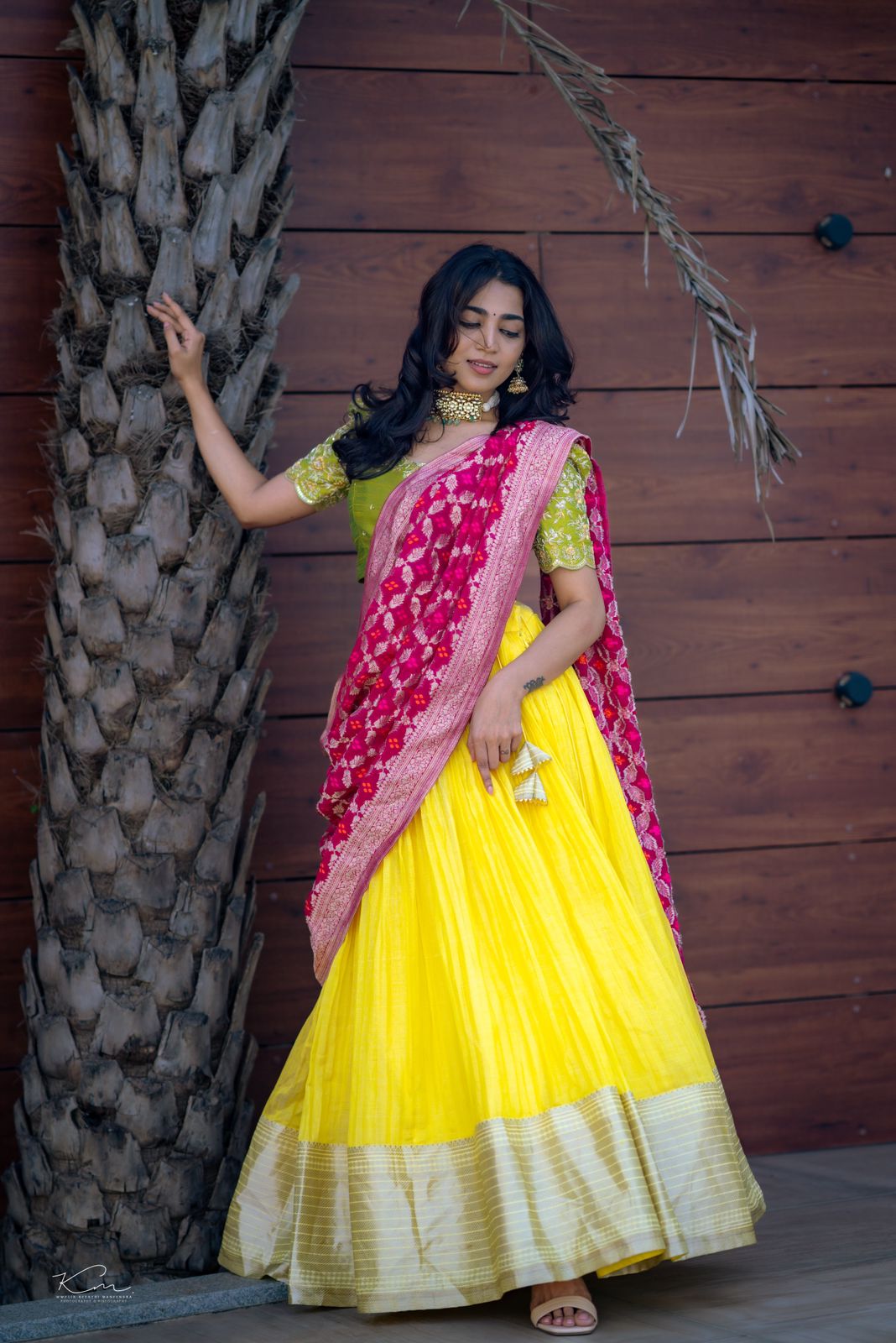 Yellow Mangalgiri Silk Lehenga