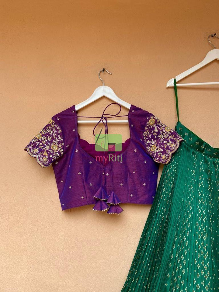 Purple & Green Bandani Patola Lehenga