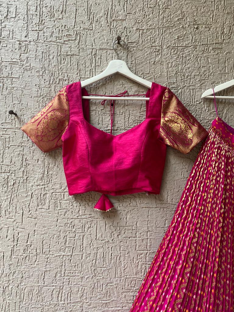 Pink Bandhani Lehenga
