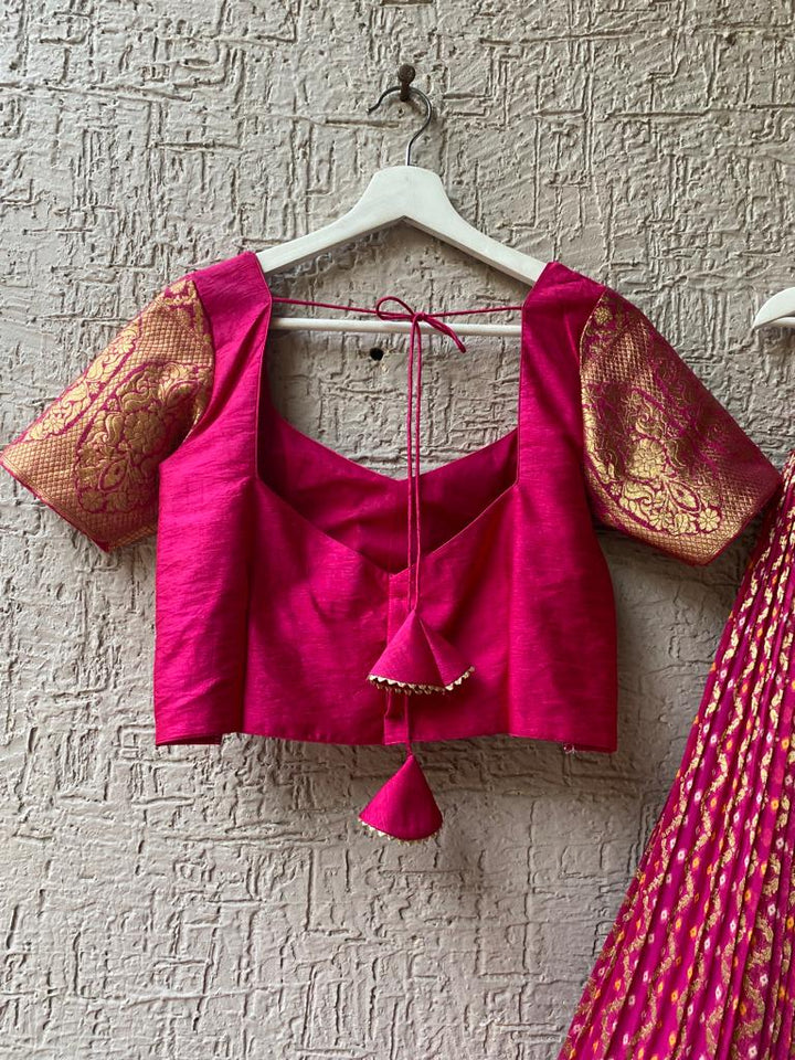 Pink Bandhani Lehenga