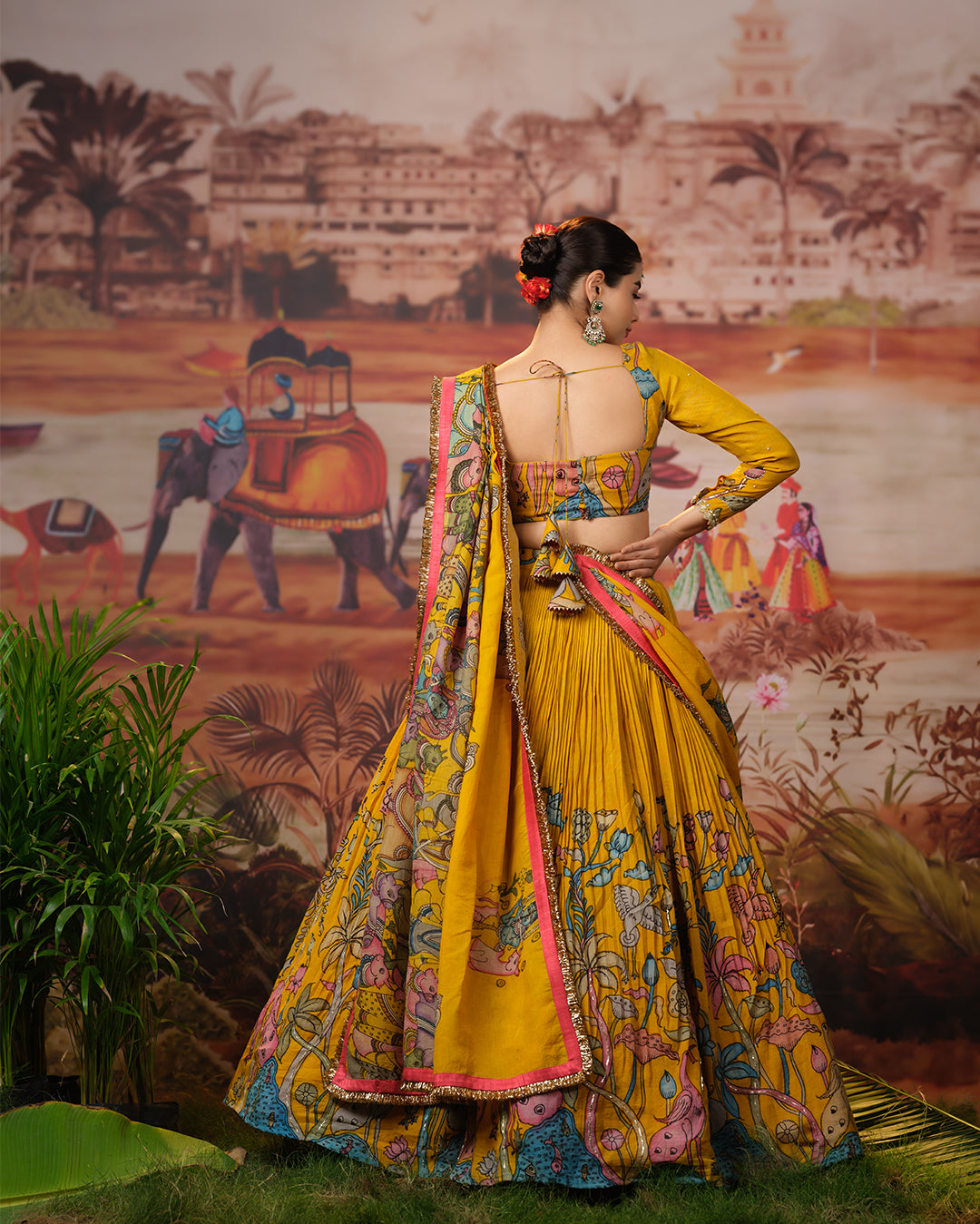 Bridal Yellow Kalamkari Lehenga