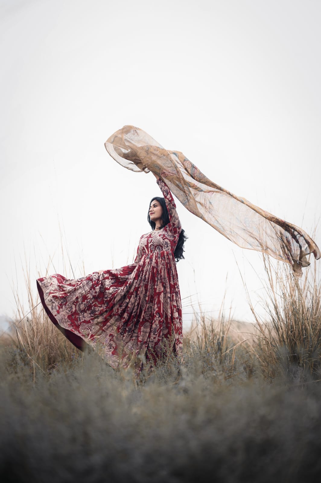 Pen Kalamkari Silk Dress