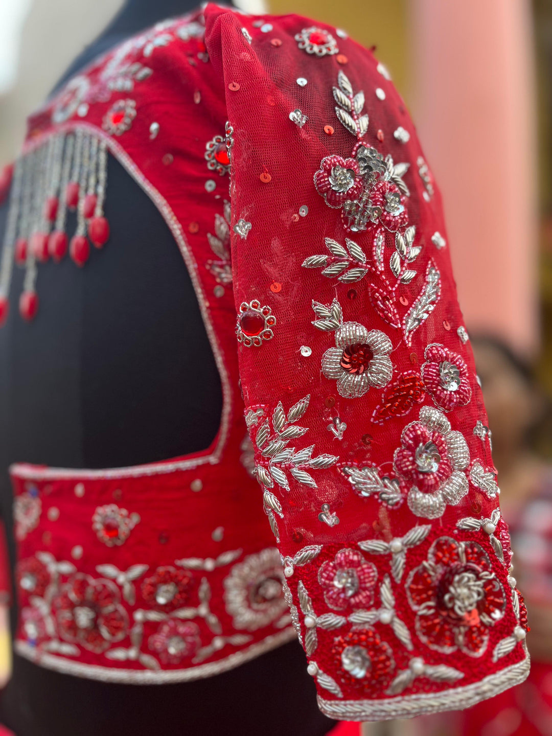 Red Mangalgiri Lehenga