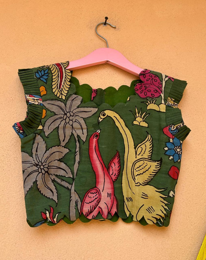 Pink Kalamkari & Chikankari Lehenga