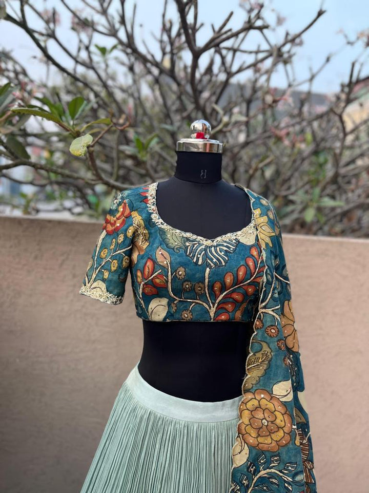 Pista Green Tissue Lehenga - Luxurious and Elegant Indian Ethnic Wear for Women at MyRiti