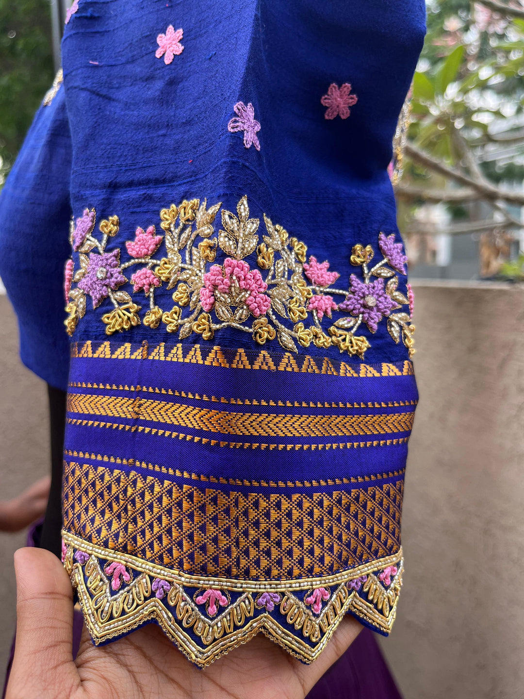 Stunning Blue & Purple Narayanpet Handloom Lehenga for Women - Shop Ethnic Wear at MyRiti