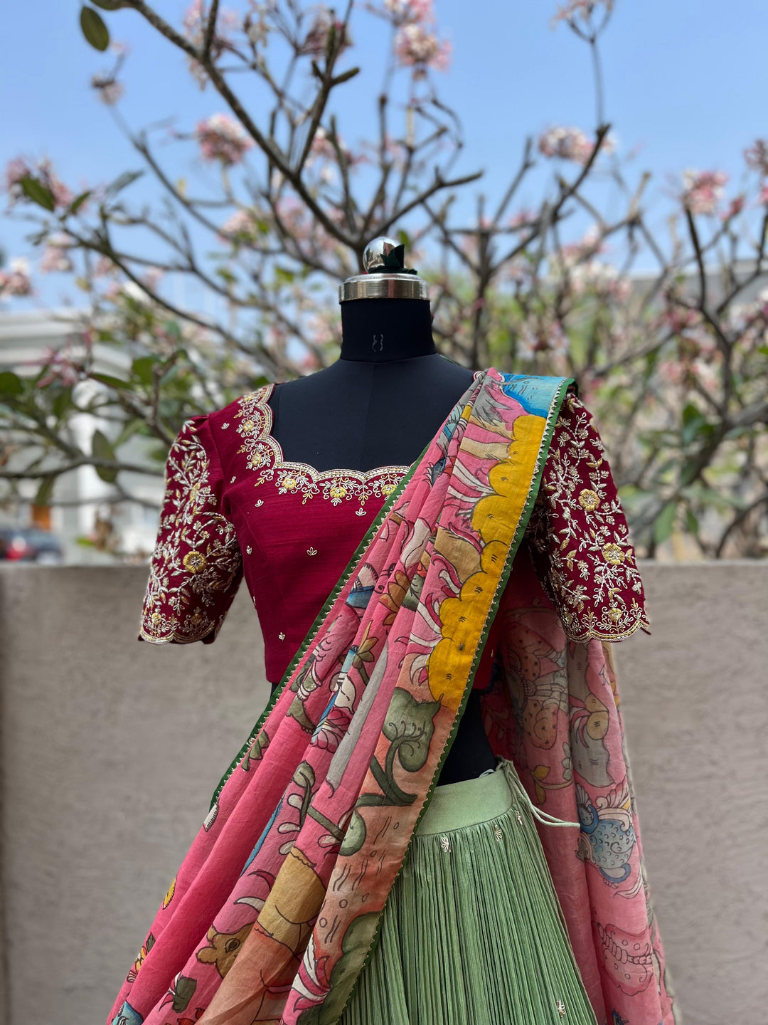 Pista Green Tissue Lehenga