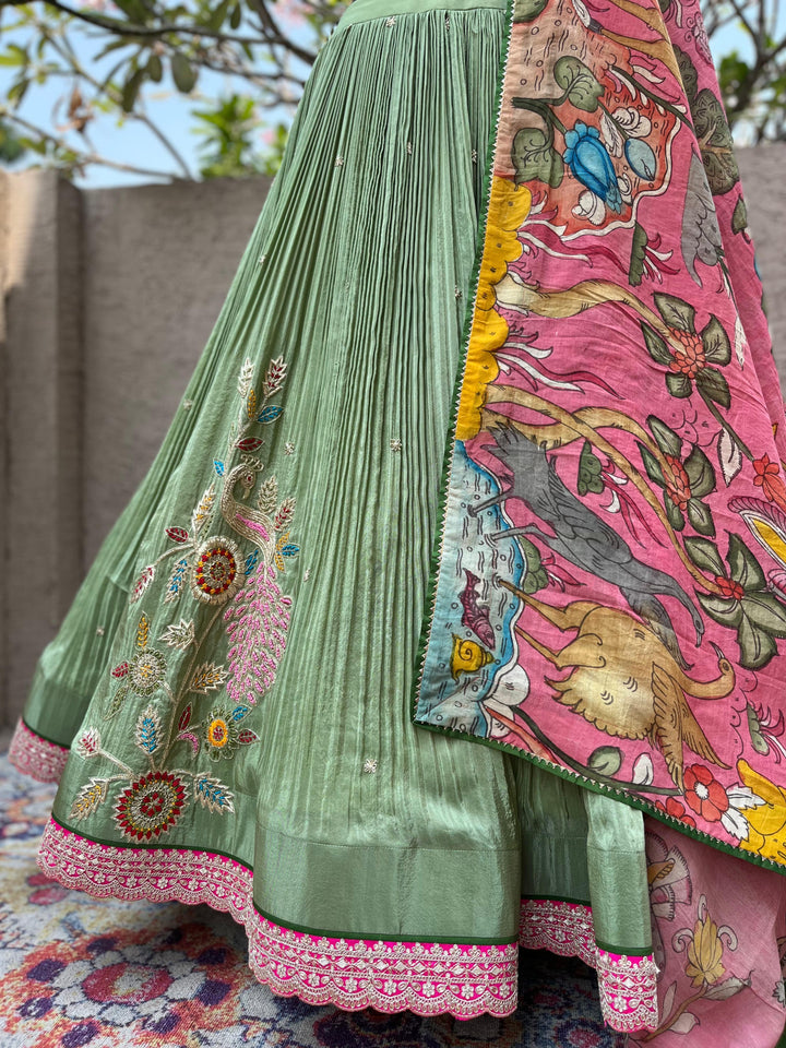 Pista Green Tissue Lehenga