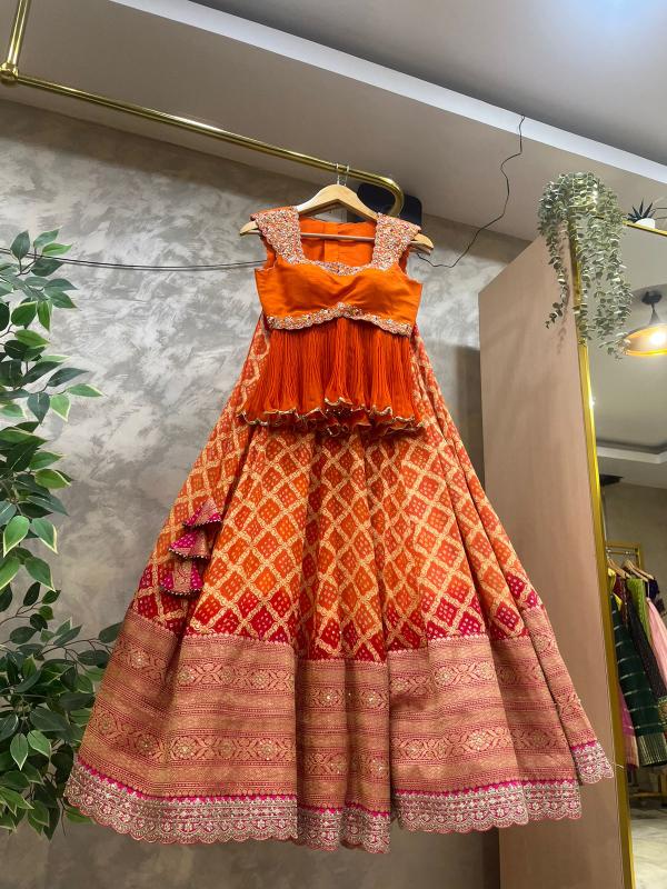 Orange Bandani Lehenga