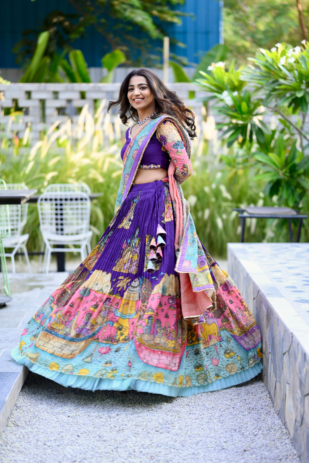 Purple Kalamkari Lehenga