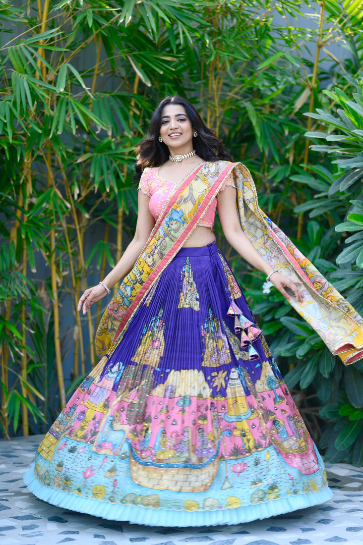 Purple Kalamkari Lehenga