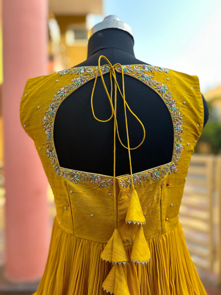 Yellow & Blue Kalamkari Lehenga