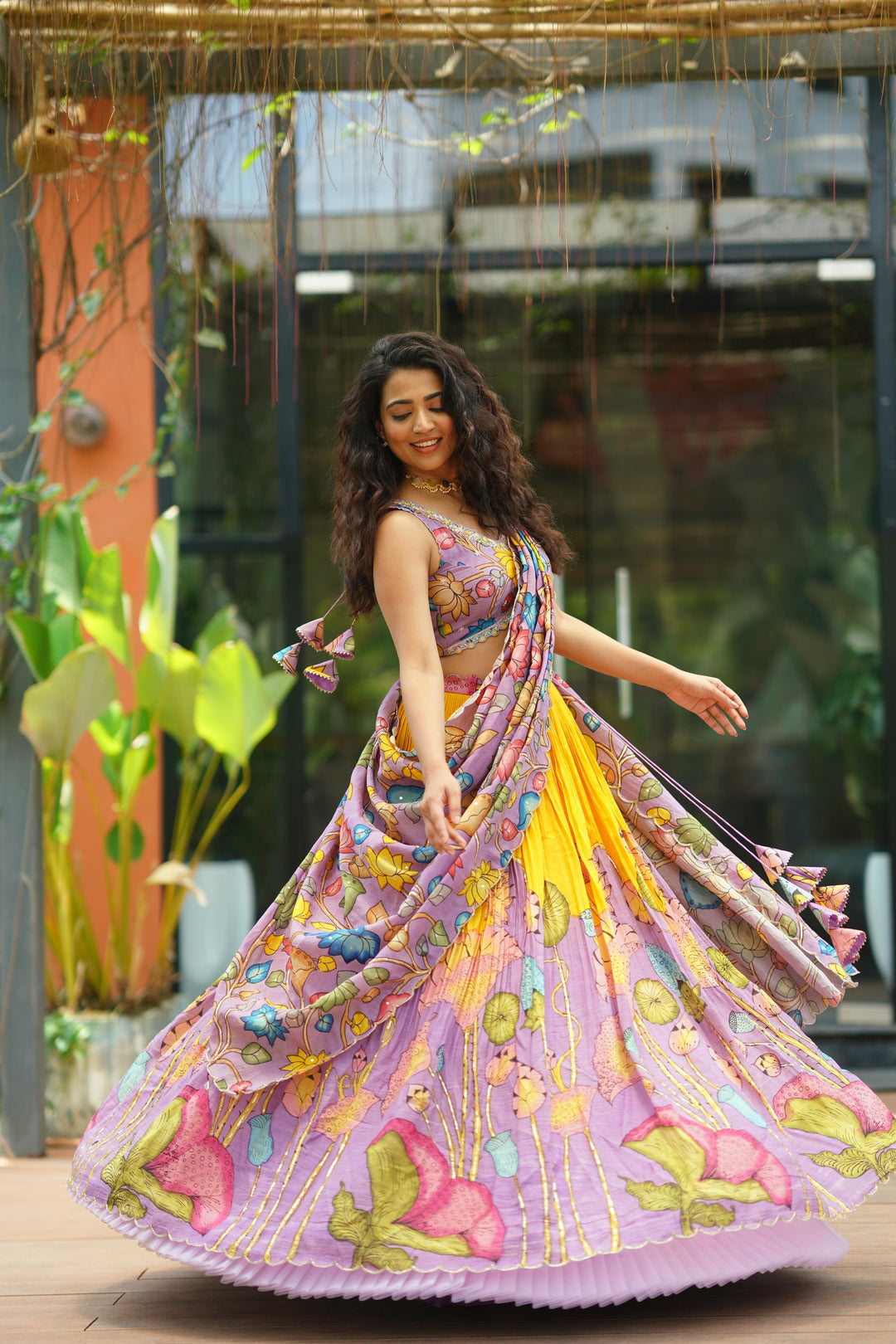 Lavender Kalamkari Lehenga