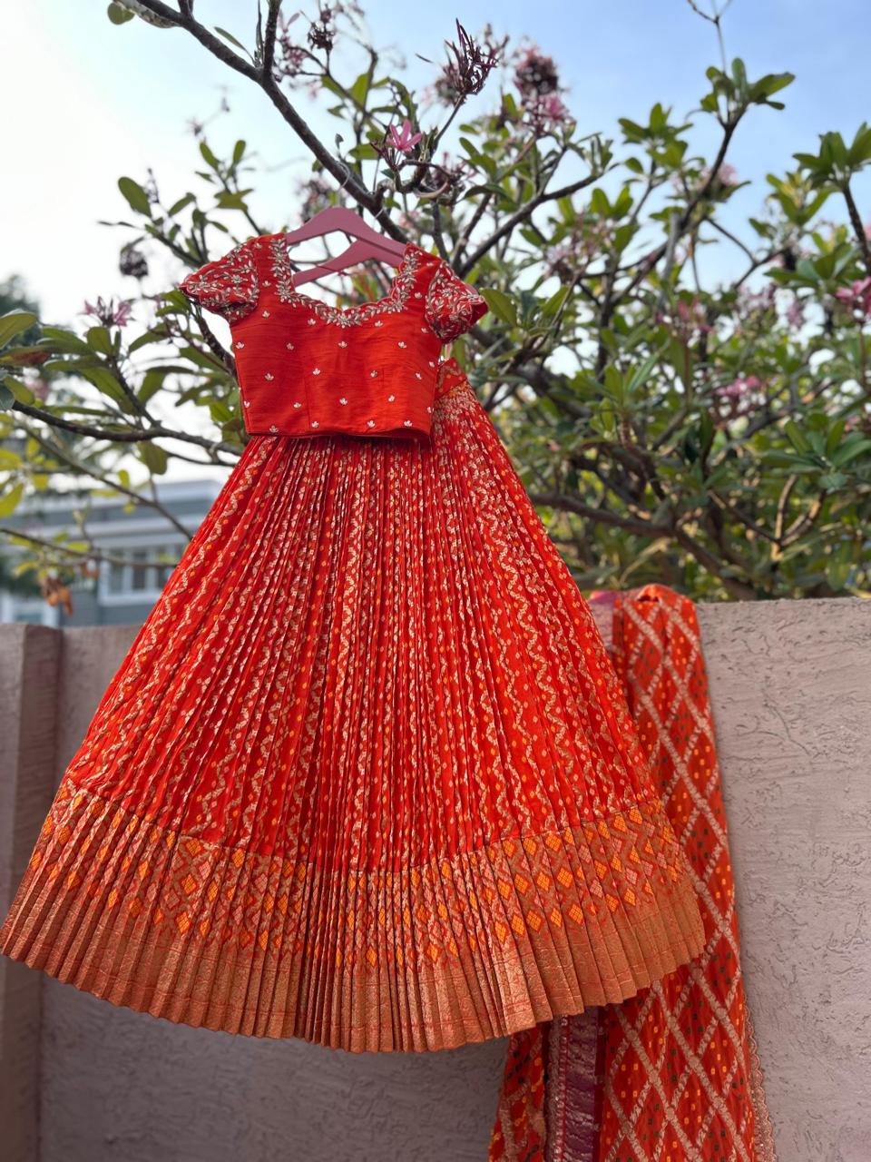 Orange Bandani Lehenga