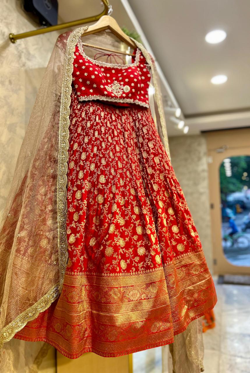 Red Banaras Silk Lehenga