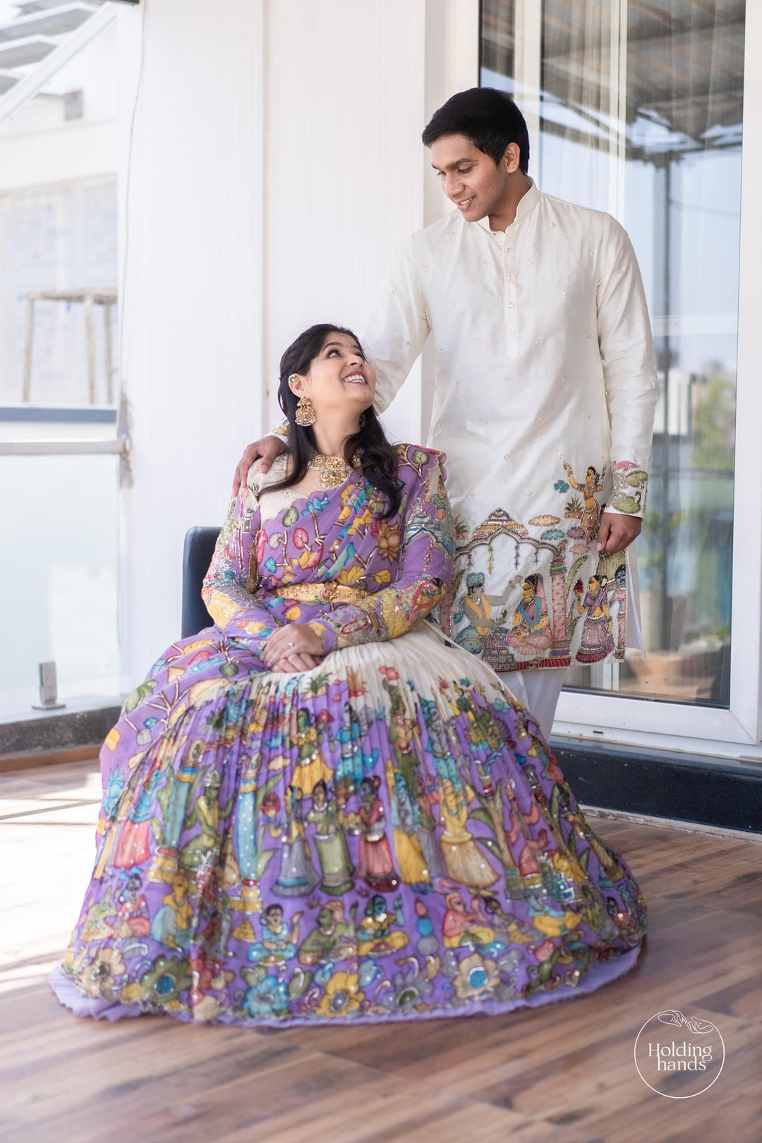 Couple Kalamkari Silk Lehenga