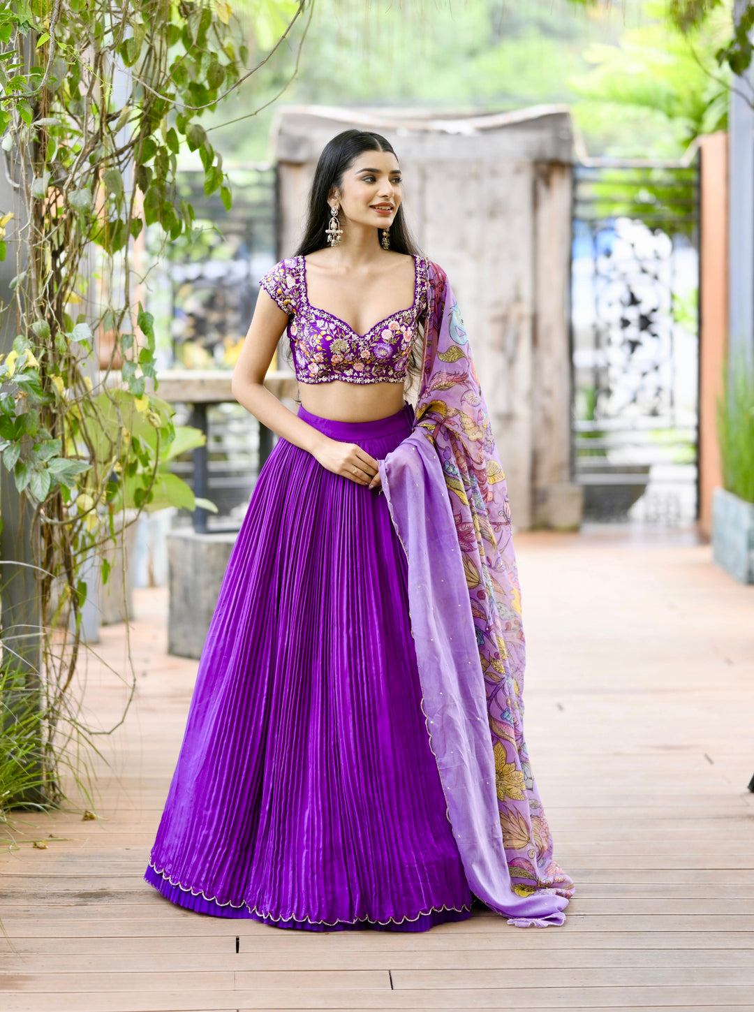 Purple Pure Tissue Silk Lehenga