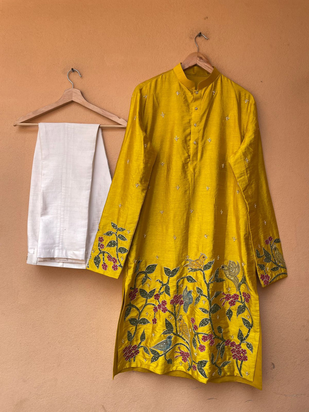 Yellow Pen Kalamkari Kurta