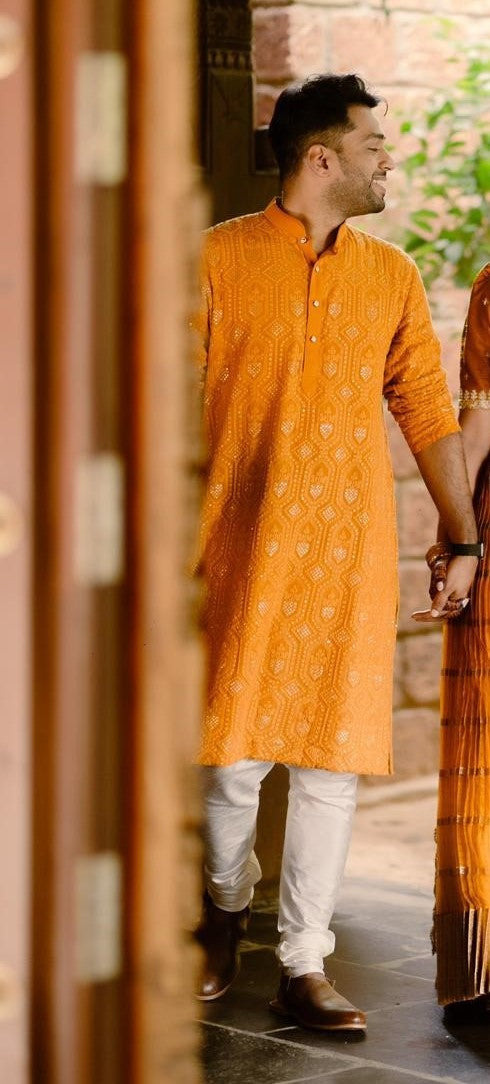 Mustard Chikankari Kurta