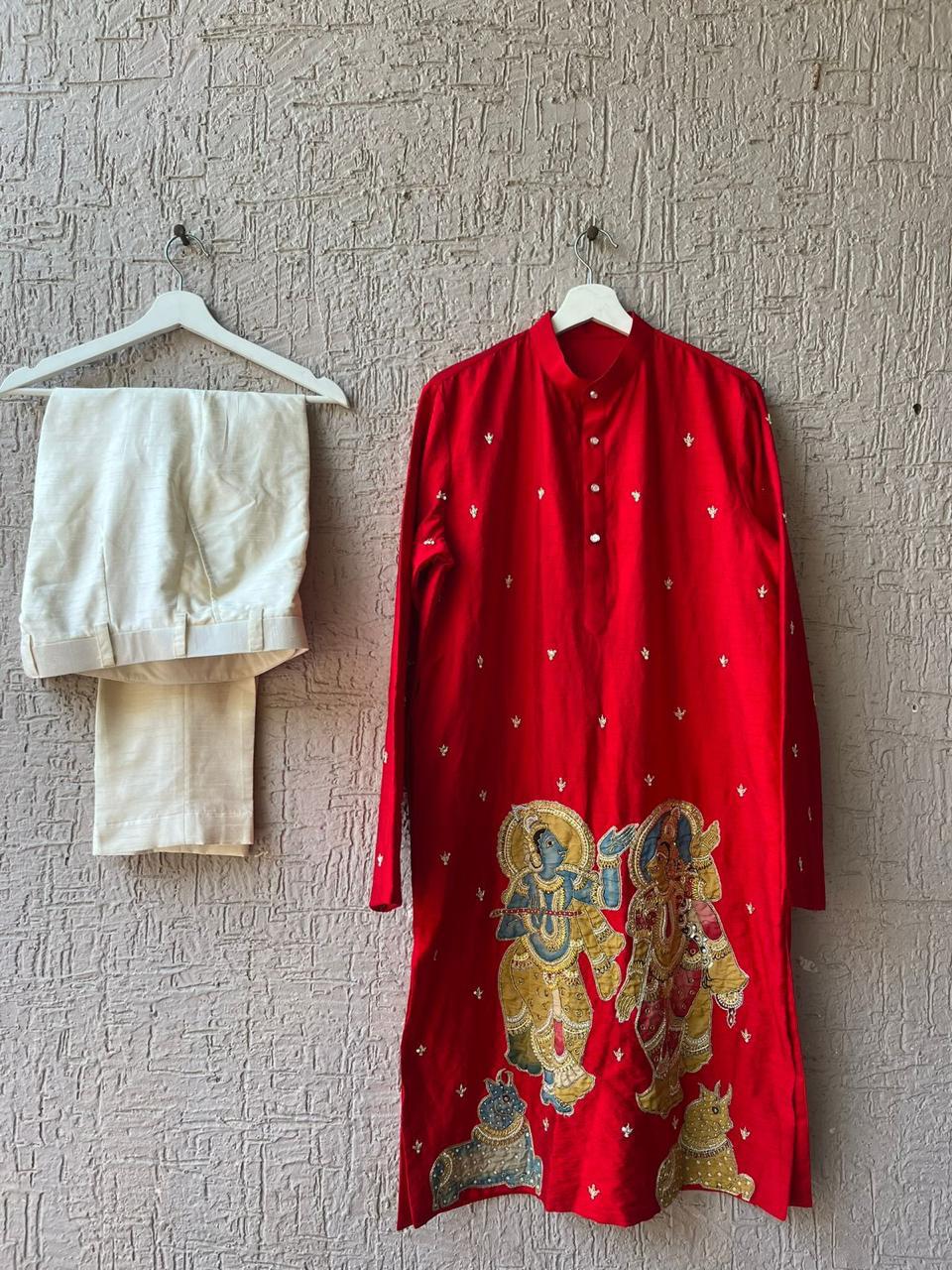Red Pen Kalamkari Kurta