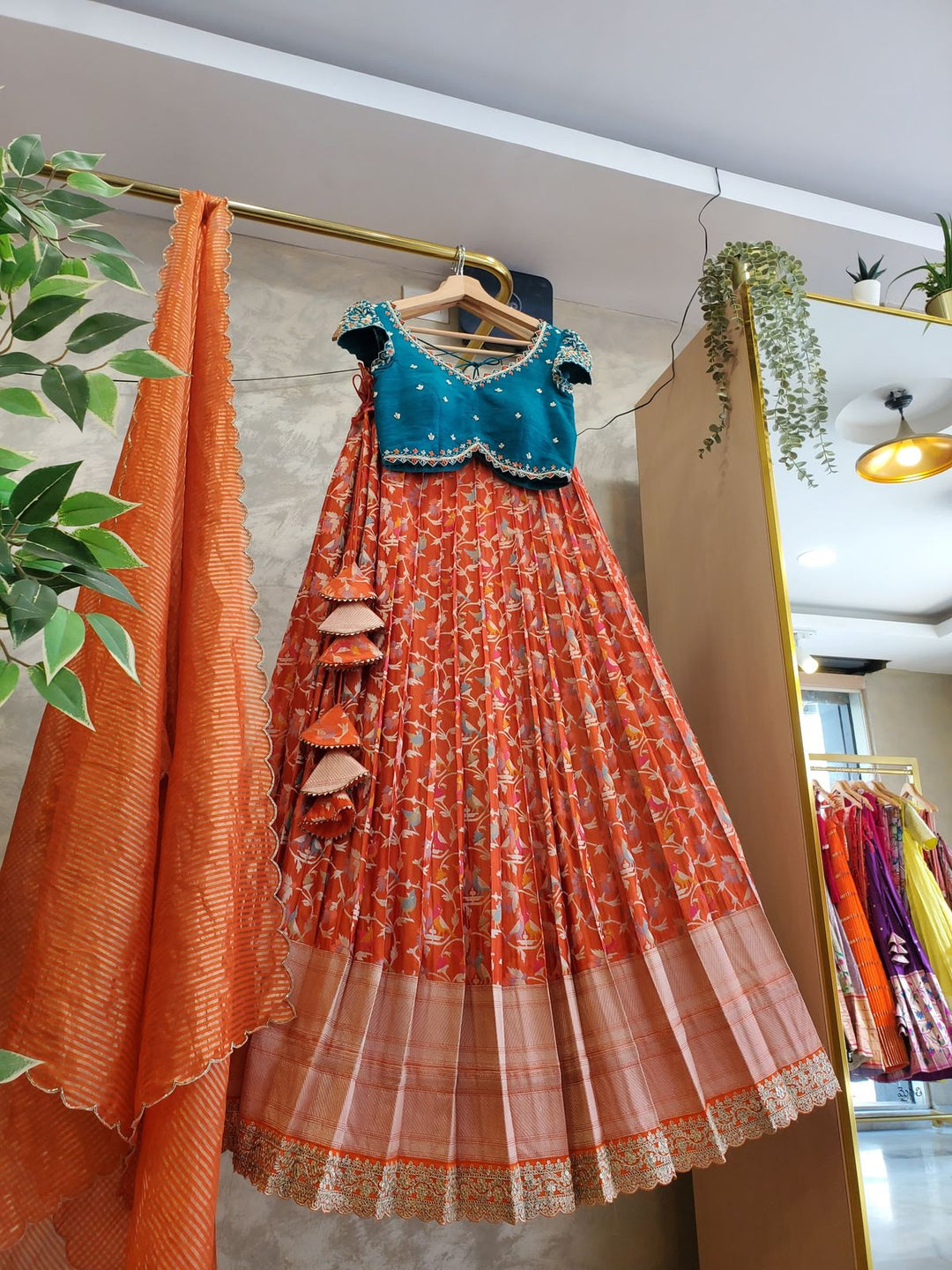 Orange Banaras Silk Lehenga