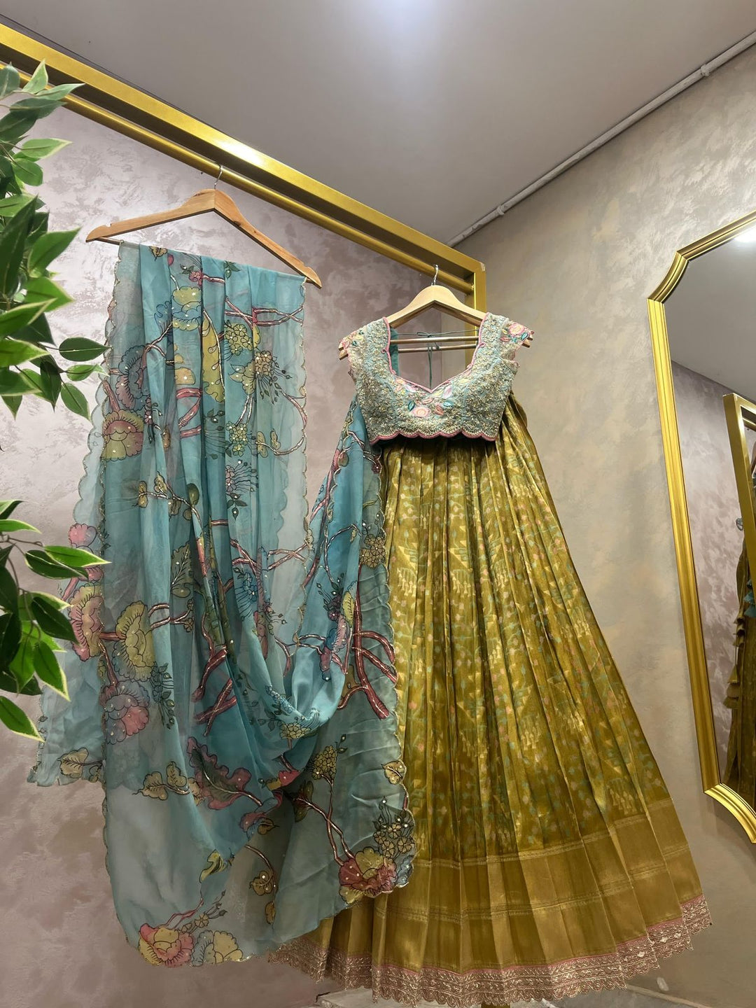 Green Banaras Tissue Silk Lehenga