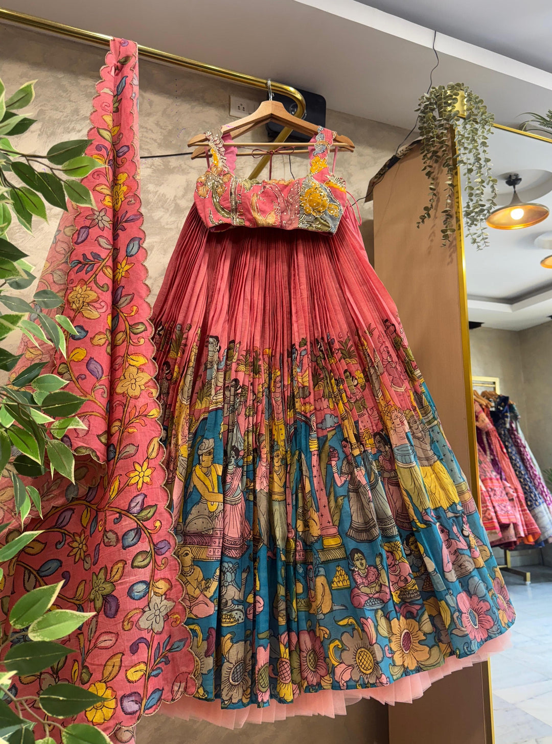 Pink Pen Kalamkari Lehenga