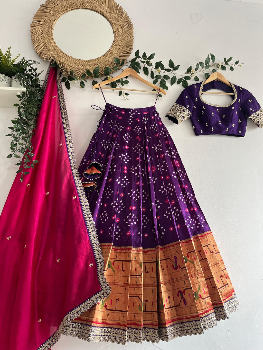 Purple Bandani Paithani Lehenga
