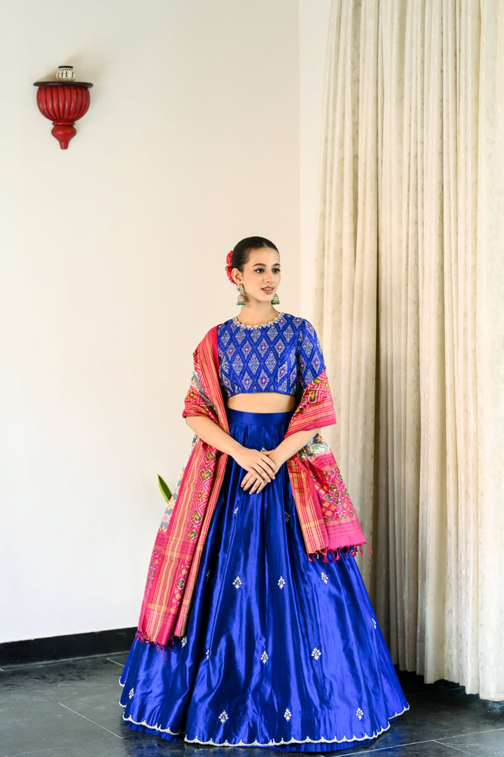 Blue Bridal Silk Lehenga