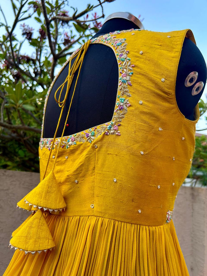 Yellow & Red Kalamkari Lehenga