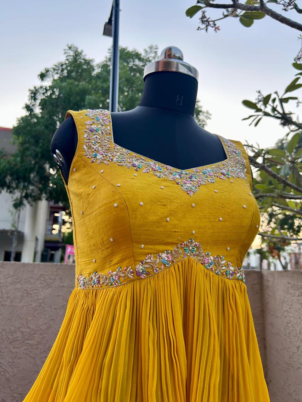 Yellow & Red Kalamkari Lehenga