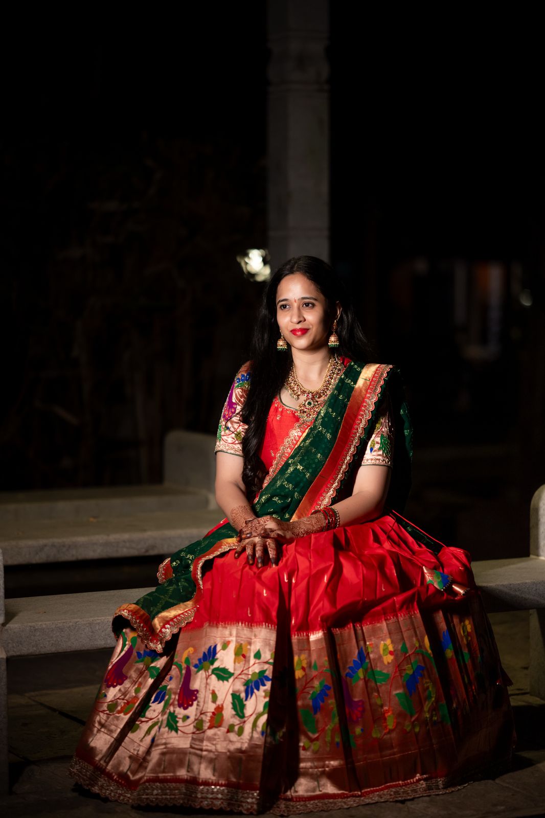 Red Paithani Lehenga