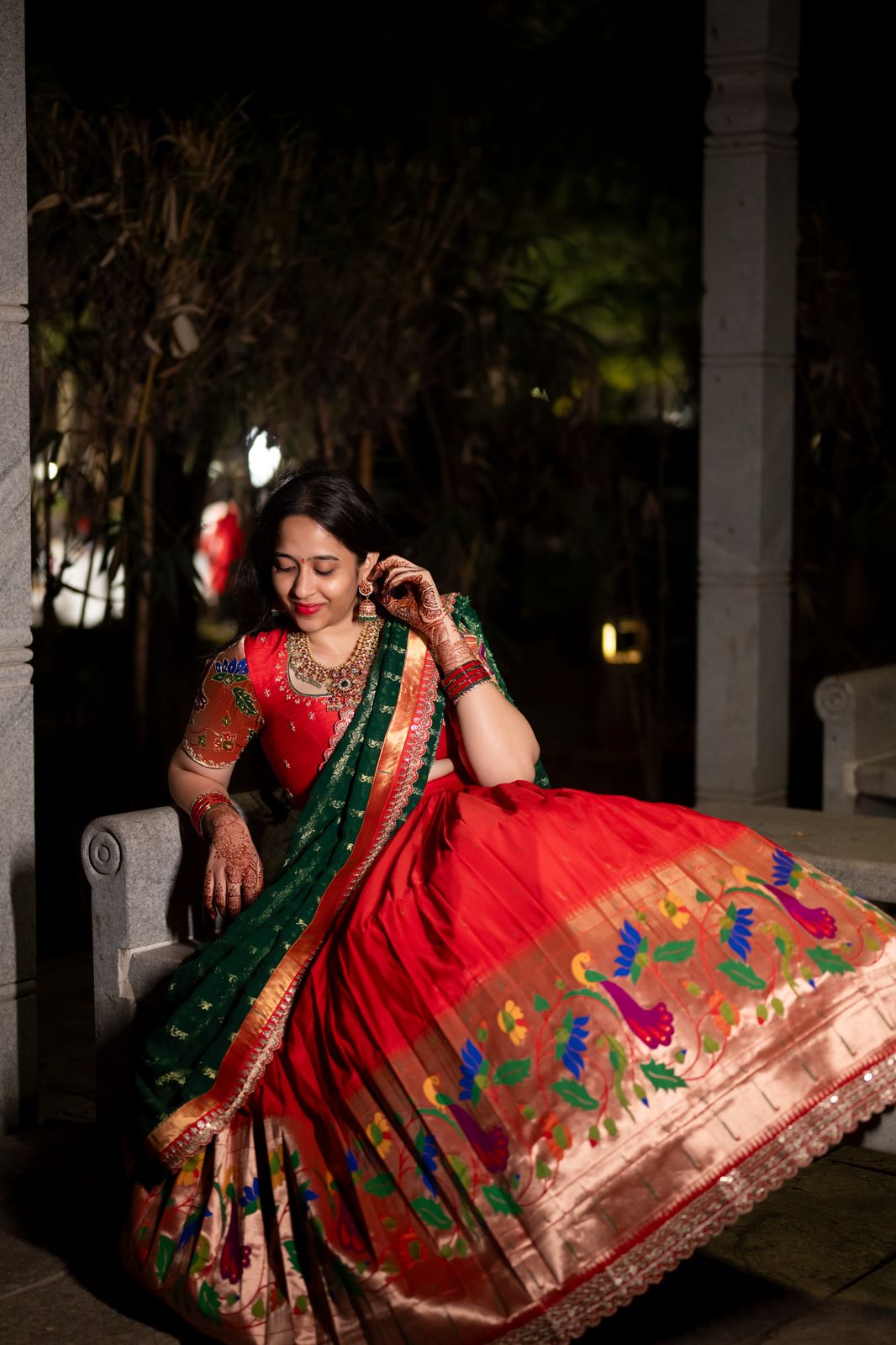 Red Paithani Lehenga