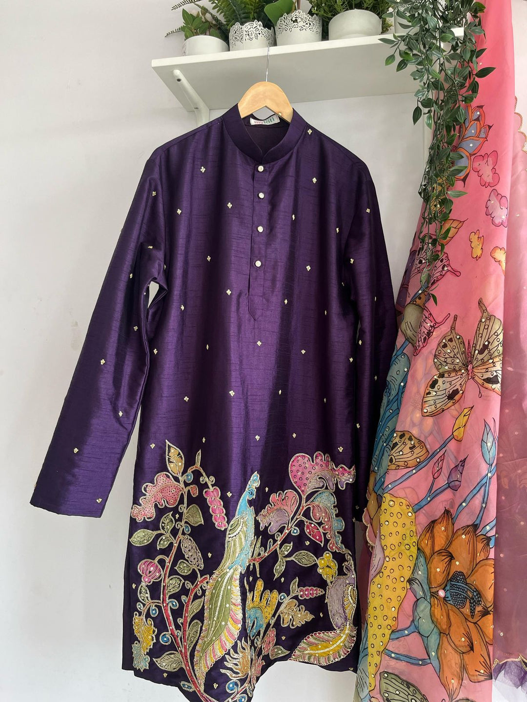 Purple Pen Kalamkari Kurta