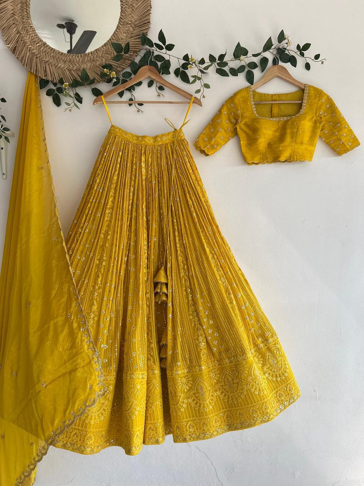 Yellow Chikankari Lehenga