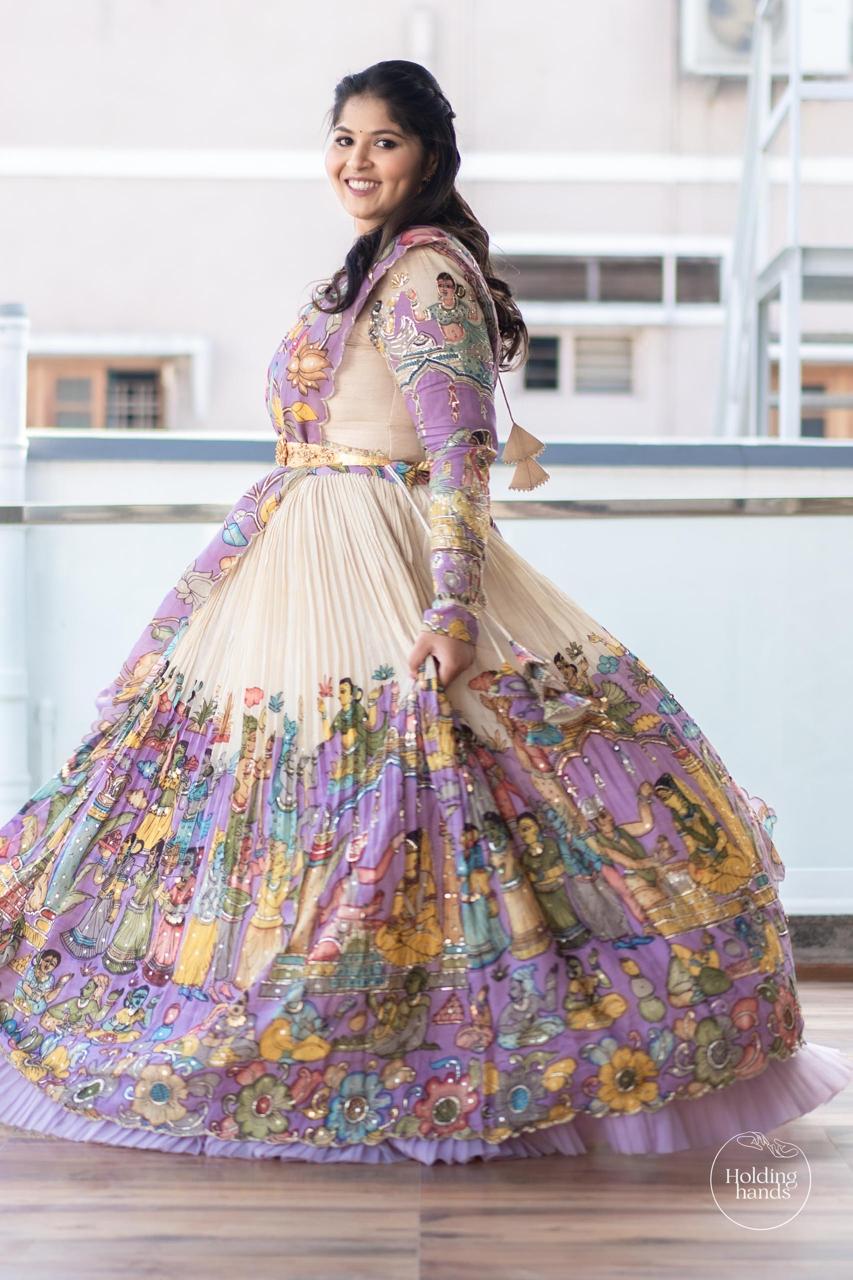 Couple Kalamkari Silk Lehenga